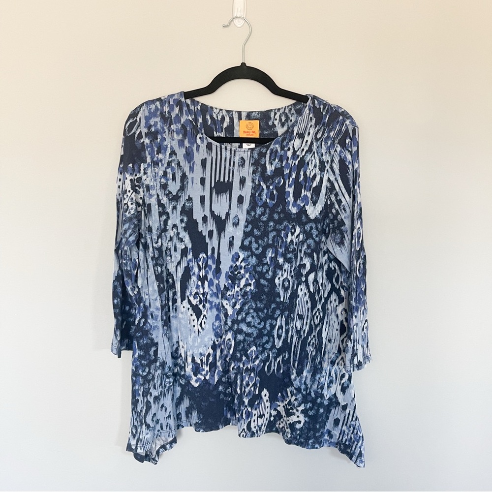 Ruby Rd Women's Top Stretch  3/4 Sleeve Blue Petite Size PS